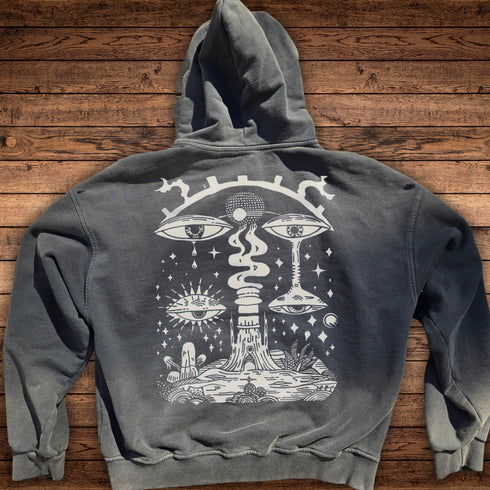 Paradoxical Perspective - Ultra Heavyweight Post-Apocalyptic Aesthetic Hand-Frayed Monkey Washed Zip Hoodie